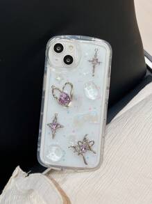 蝴蝶裝飾透明手機殼 - 無色 - 查看 6