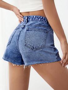 破洞毛邊牛仔短褲
