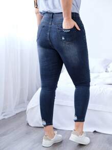 EMERY ROSE Plus Solid Ripped Skinny Jeans