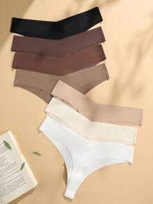 7件素色簡約風素色丁字褲 - 彩色 - 查看 2
