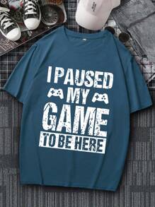 Manfinity Homme Men Plus Slogan Graphic Tee - Navy Blue - View 4