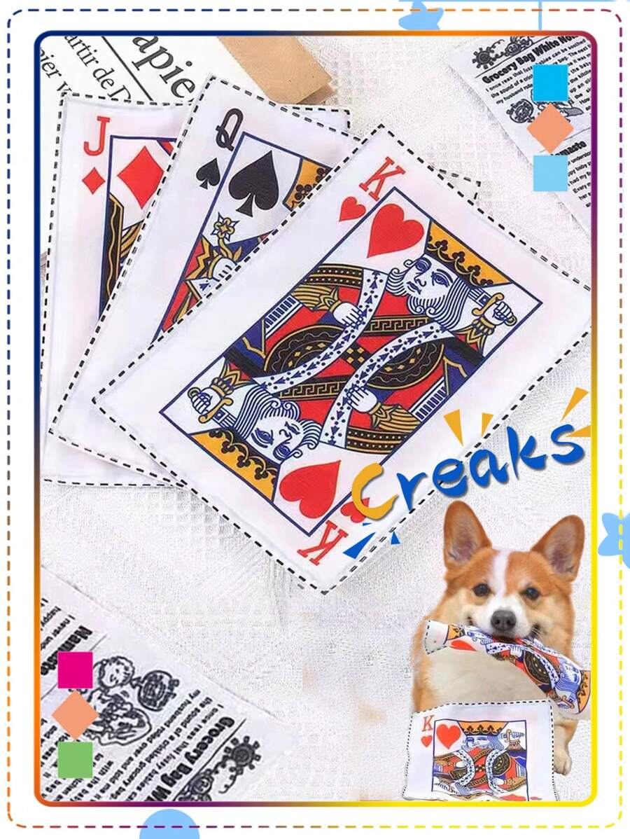 1入組撲克牌圖案寵物黑色創意吱吱作響寵物發聲玩具適用於狗狗適用於玩 - 黑色 - 查看 1