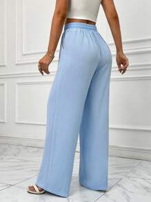 SHEIN Essnce Drawstring Waist Wide Leg Pants