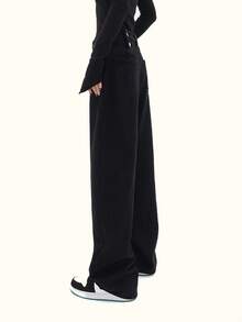 High Waist Straight Leg Jeans - Black - View 5