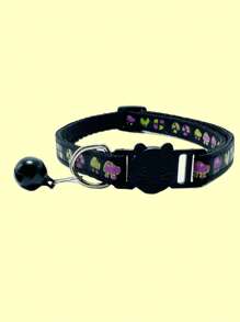 1pc Creative Bell Decor Pet Collar, Durable Black Pet Collar For Dog For Outdoor
