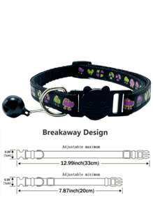 1pc Creative Bell Decor Pet Collar, Durable Black Pet Collar For Dog For Outdoor