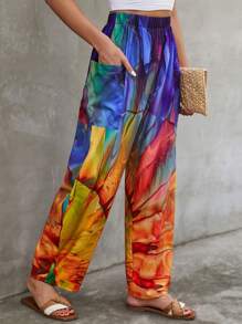 EMERY ROSE Allover Print Wide Leg Pants - Multicolor - View 4