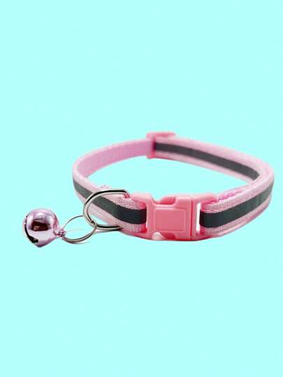 1入組創意鈴鐺裝飾寵物項圈，戶外狗狗耐用粉色寵物項圈