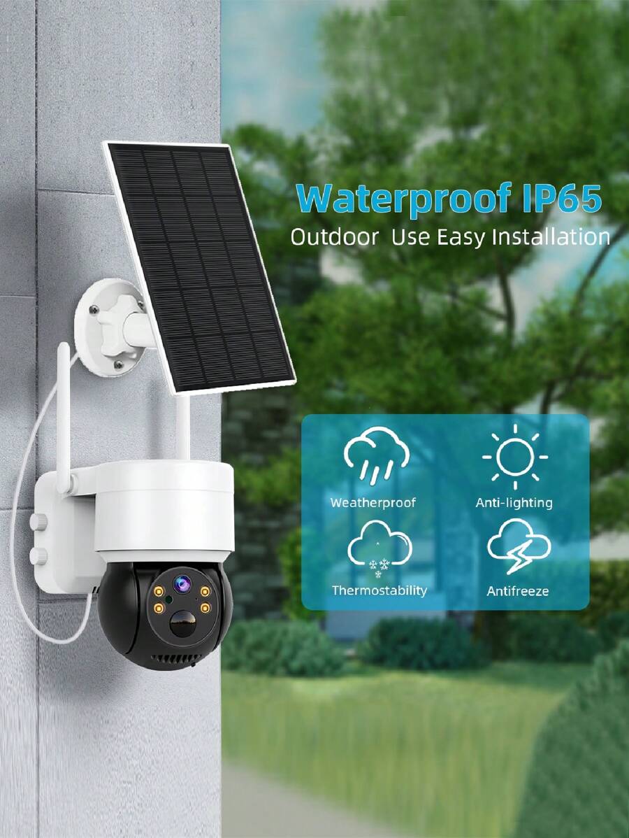 Reletech Solar Security Camera Wireless Outdoor, Rechargeable Battery Powered WiFi Surveillance Camera