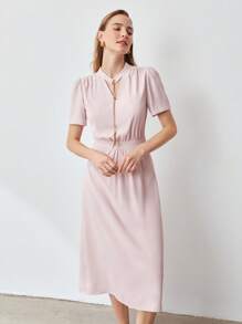 MOTF PREMIUM 鏈條細節中長連衣裙 - 淺粉色 - 查看 6