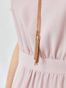 MOTF PREMIUM 鏈條細節中長連衣裙 - 淺粉色 - 查看 8