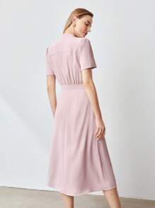 MOTF PREMIUM 鏈條細節中長連衣裙 - 淺粉色 - 查看 9