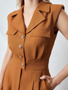 MOTF PREMIUM 無袖西裝外套連身褲 - 棕色 - 查看 6