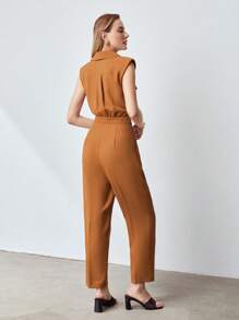 MOTF PREMIUM 無袖西裝外套連身褲 - 棕色 - 查看 8