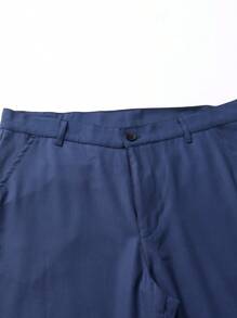 Manfinity Mode 男士單排釦後背開叉西裝外套和定制西褲 - 藏蓝色 - 查看 3