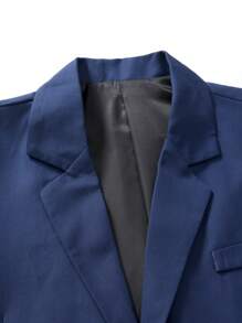 Manfinity Mode 男士單排釦後背開叉西裝外套和定制西褲 - 藏蓝色 - 查看 6