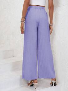 SHEIN Frenchy Solid Wide Leg Trousers - Purple - View 2