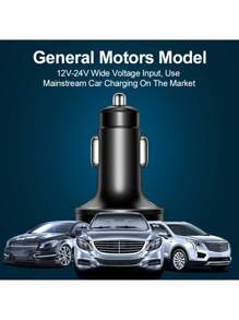 4 Port 15.5W USB Type-C Car Charger LED Digital Display Auto Charging Plug Adapter - Black - View 7