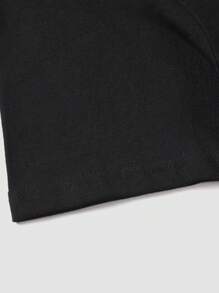 ROMWE MEN Guys Cotton Sculpture & Slogan Graphic Tee - Black - View 4