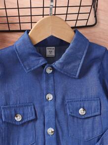 SHEIN 年輕女孩翻蓋細節襯衫＆腰帶cami連體褲