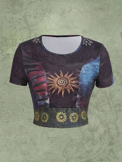 Hippie Sun Graphic Crop Tee