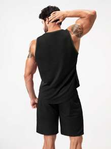 SHEIN Daily&Casual Conjunto deportivo para hombre con gráfico de letra y dos tonos, traje deportivo, conjunto de entrenamiento de chándal - Multicolor - Ver 2