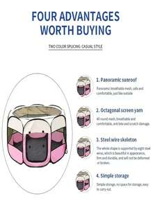 1pc Portable Random Color Pet House, Foldable Pet House For Cat, Dog For Sleeping - Multicolor - View 4