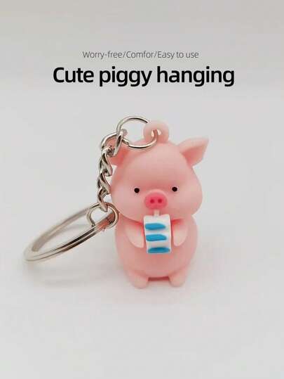 3D卡通可愛豬形鑰匙扣，適用於包包、車鑰匙、錢包、手機殼裝飾