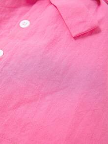 嬰兒女裝翻蓋細節襯衫裙連包包