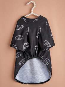 1入組可愛瓶印字母圖形寵物T恤，黑色柔軟迷你寵物T恤，貓用，狗用，夏季用狗 - 黑色 - 查看 4