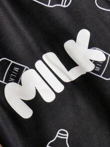 1入組可愛瓶印字母圖形寵物T恤，黑色柔軟迷你寵物T恤，貓用，狗用，夏季用狗 - 黑色 - 查看 5