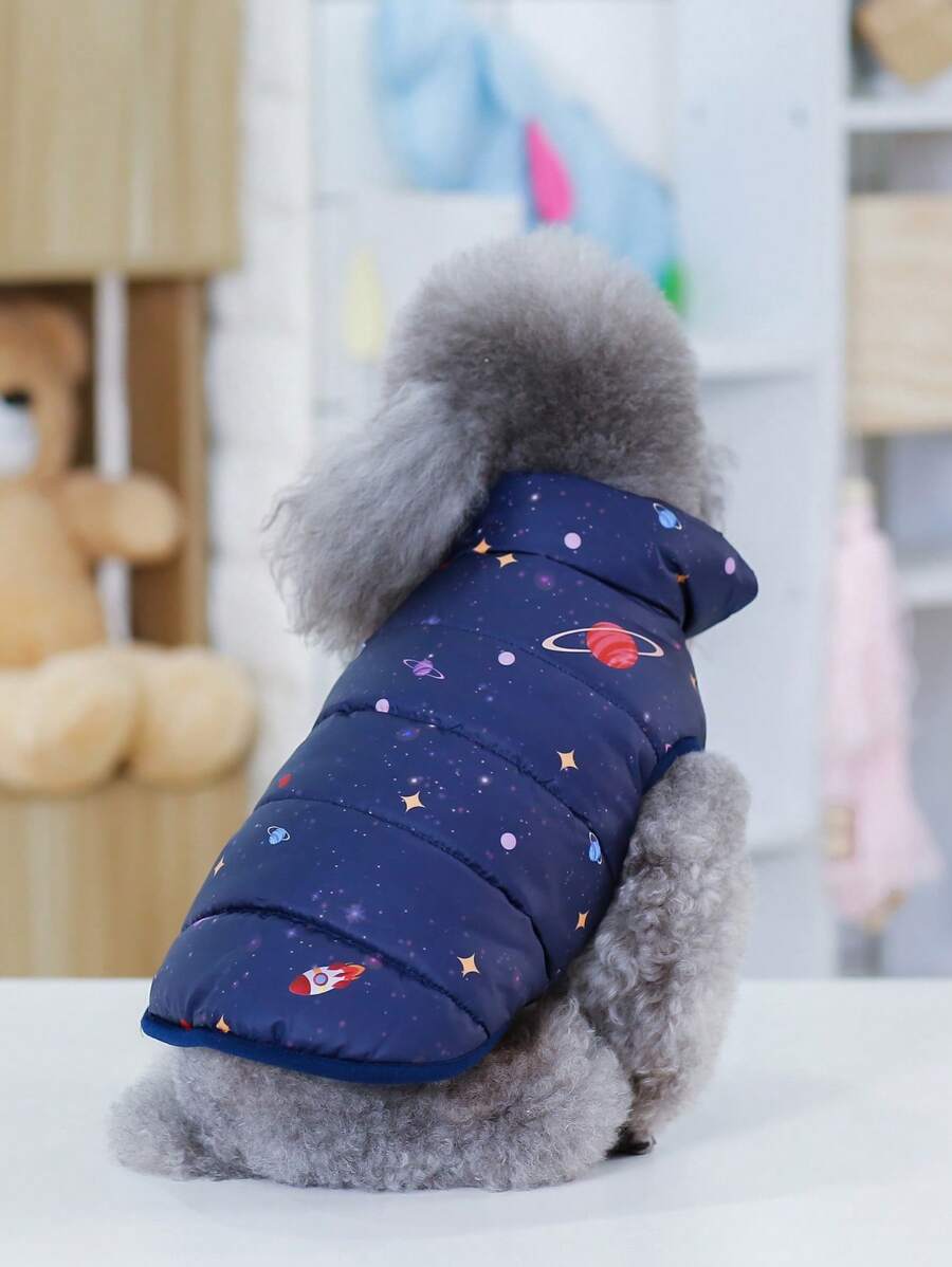 1 Ngôi Sao Dễ Thương và Các Hành Tinh In Hình Thú Cưng Áo Khoác Mùa Thu Dày Và Mềm Cho Thú Cưng Áo Khoác - màu đen - Xem 1