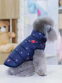 1 Ngôi Sao Dễ Thương và Các Hành Tinh In Hình Thú Cưng Áo Khoác Mùa Thu Dày Và Mềm Cho Thú Cưng Áo Khoác - màu đen - Xem 2