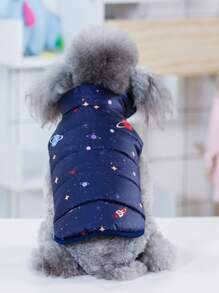 1 Ngôi Sao Dễ Thương và Các Hành Tinh In Hình Thú Cưng Áo Khoác Mùa Thu Dày Và Mềm Cho Thú Cưng Áo Khoác - màu đen - Xem 5