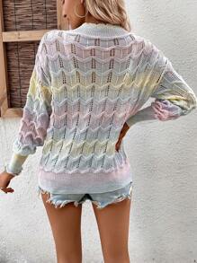 Breezaya Jersey de color combinado de hombros caídos de punto de malla - Multicolor - Ver 2