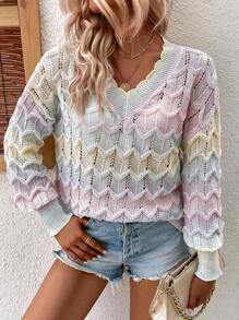 Breezaya Jersey de color combinado de hombros caídos de punto de malla - Multicolor - Ver 3