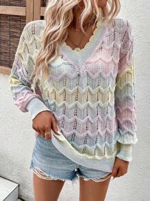 Breezaya Jersey de color combinado de hombros caídos de punto de malla - Multicolor - Ver 5