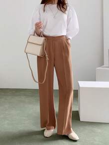 DAZY Solid Puff Sleeve Blouse Preppy Tops - White - View 4