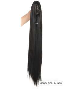 Long Straight Ponytail Synthetic Hair Extension - Black - View 2