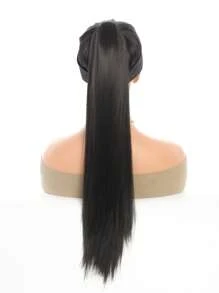 Long Straight Ponytail Synthetic Hair Extension - Black - View 3