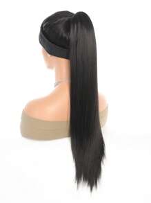 Long Straight Ponytail Synthetic Hair Extension - Black - View 4