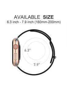 PU皮革素色錶帶適用於Apple Watch - 黑色 - 查看 2