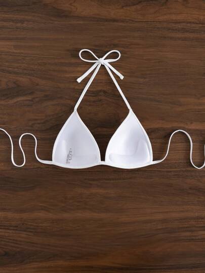 Swim Vcay Top bikini triángulo unicolor halter