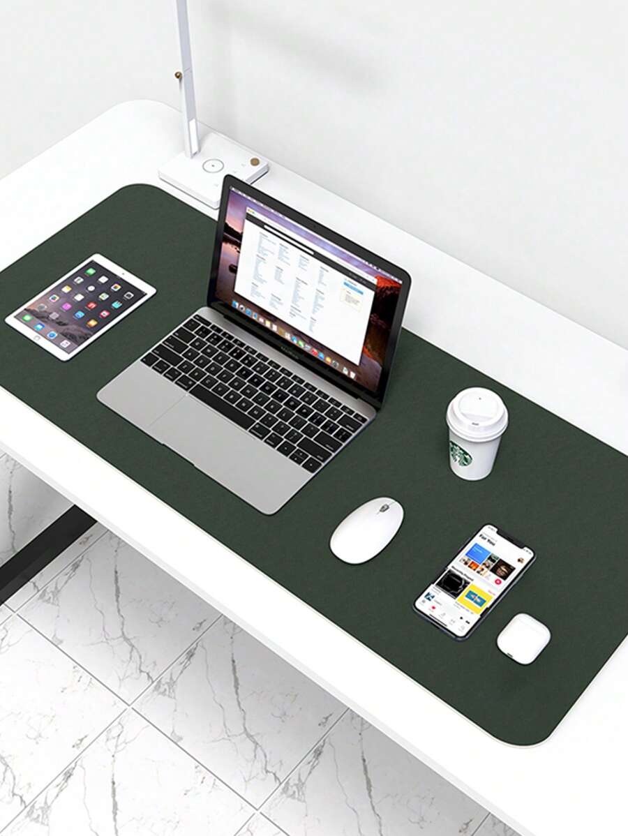 BUBM 80*40cm桌墊保護墊-雙面pu皮革桌墊大鼠標墊防水桌上組織辦公室家居桌面裝飾遊戲書寫墊光滑 - 墨綠色 - 查看 1