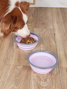 1入組便攜式可折疊寵物旅行碗，紫紅色創意寵物旅行碗貓狗戶外 - 淡紫色 - 查看 1