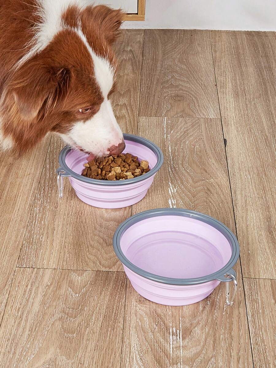 1入組便攜式可折疊寵物旅行碗，紫紅色創意寵物旅行碗貓狗戶外 - 淡紫色 - 查看 1
