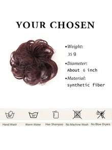 Lộn Xộn Búi Tóc Phần, Lộn Xộn Búi Tóc Scrunchie Cho Nữ Xoăn Lượn Sóng Đen Lớn Búi Tóc Scrunchie - Dark Brown - Xem 3