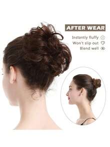 Lộn Xộn Búi Tóc Phần, Lộn Xộn Búi Tóc Scrunchie Cho Nữ Xoăn Lượn Sóng Đen Lớn Búi Tóc Scrunchie - Dark Brown - Xem 7
