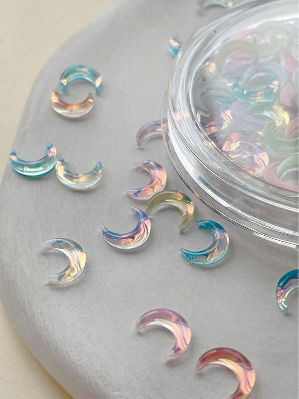50 Peças Decoração de Unhas com Designs de Lua 3D, Cristal de Resina, Strass, Decoração de Manicure DIY, Encantos de Unhas, Gemas de Unhas, Suprimentos para Unhas