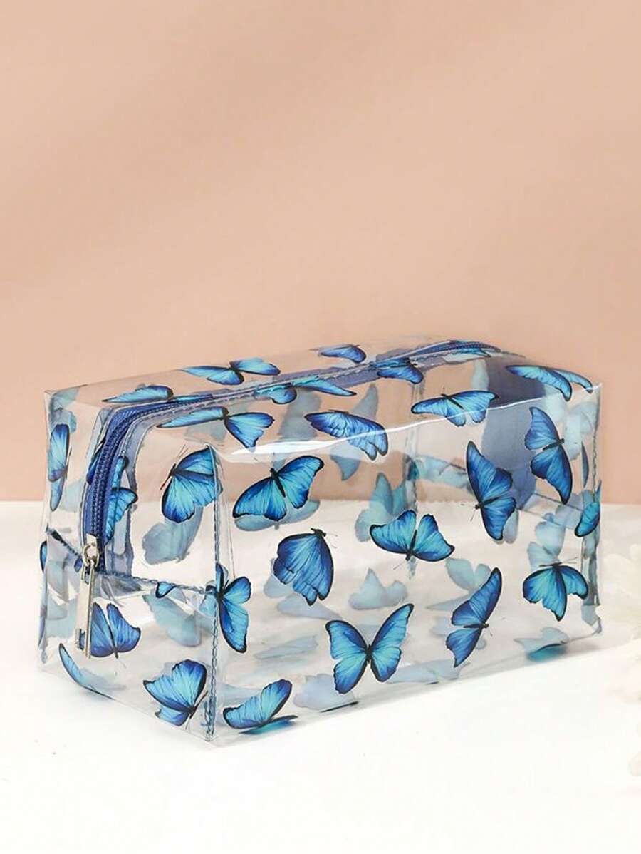 Necessaire, Necessaire Transparente de PVC com Estampa de Borboleta, Organizador de Necessaire, Bolsa de Necessaire, Bolsa de Cosméticos, Bolsa de Viagem, Essenciais de Viagem, Essenciais de Cruzeiro, Essenciais de Dormitório, Presentes para Damas de Honra, Presentes para Mãe, Presentes de Aniversário, Presentes para Amigos e Professores, Decoração de Casa, Decoração de Banheiro, Sala de Estar, Quarto, Organizador de Banheiro, Organizador de Joias, Organizador de Batons, Organizador de Esmaltes, Organizador de Maquiagem, Estojo de Maquiagem, Organizador de Viagem de Maquiagem, Essenciais Transparentes, Presentes, Acessórios com Zíper, Unhas